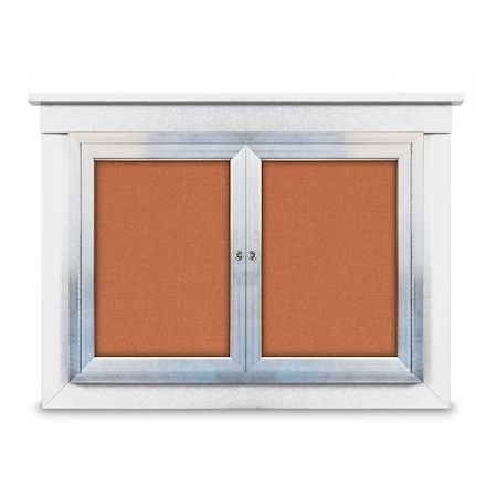 United Visual Products 48"x36" 2-Door Enclosed Letterboard, Blue Felt/Lt Oak UV2624O-LTOAK-BLUE